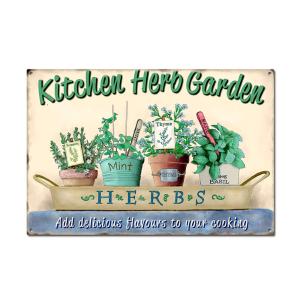 ガーデニング 雑貨 プランター プレート ブリキ 看板 パネル アンティーク インテリア 壁掛け (４Herbs)
