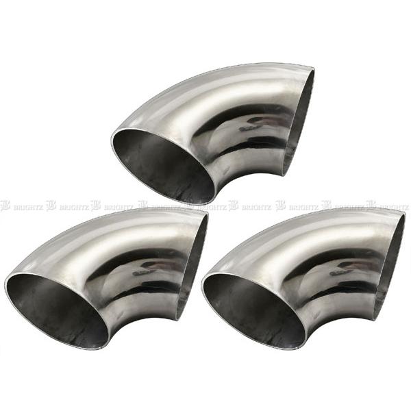 BRIGHTZ  80φ 90度 ステンレス曲げパイプエルボ 1.2mm厚 3PC 中間 マフラー ...