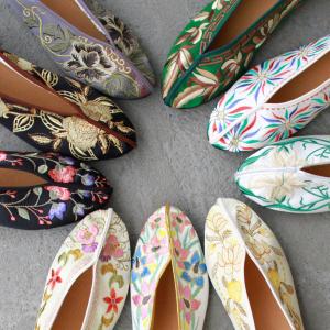 【ポスト投函】チャイナシューズ 刺繍パンプス サテン刺繍パンプス ローヒール 全9色