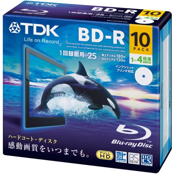 TDK 録画用ブルーレイディスク BD-R 25GB 1-4倍速 ホワイトワイドプリンタブル 10枚...