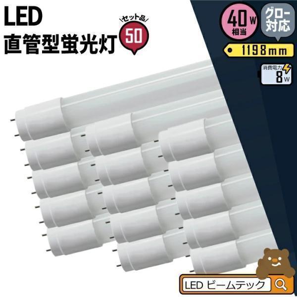 LED蛍光灯 40w形 50本セット ベースライト 広角 グロー式 工事不要 蛍光灯型 昼白色 蛍光...