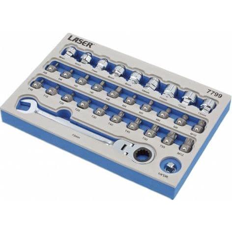 Laser-7799 ロープロファイルビット＆ゴースルーAlldriveブソケットセット 31pcト