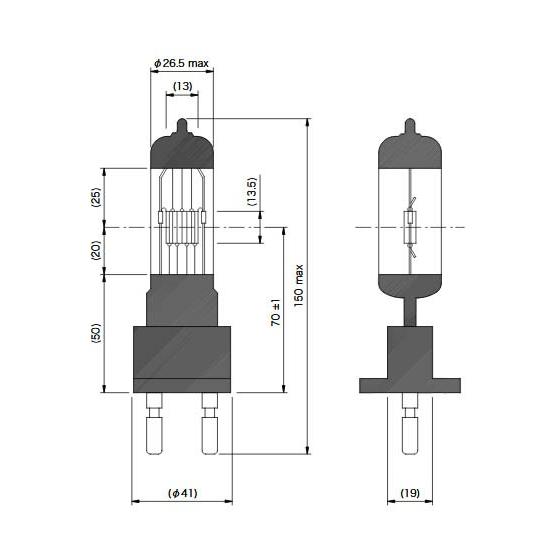 JP100V1000WB/MG22　松村電機製　ハロゲンランプ　G22口金 3100K