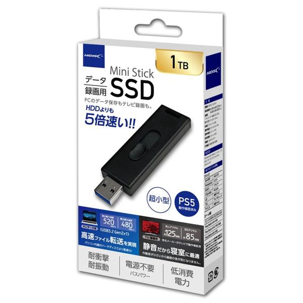 HIDISC USB3.2 Gen2対応データ/録画用 MiniStickポータブルSSD 1TB ...