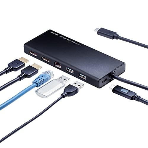 サンワダイレクト USB-C ハブ HDMI 2つ トリプルモニター 4K PD60W LAN ケー...