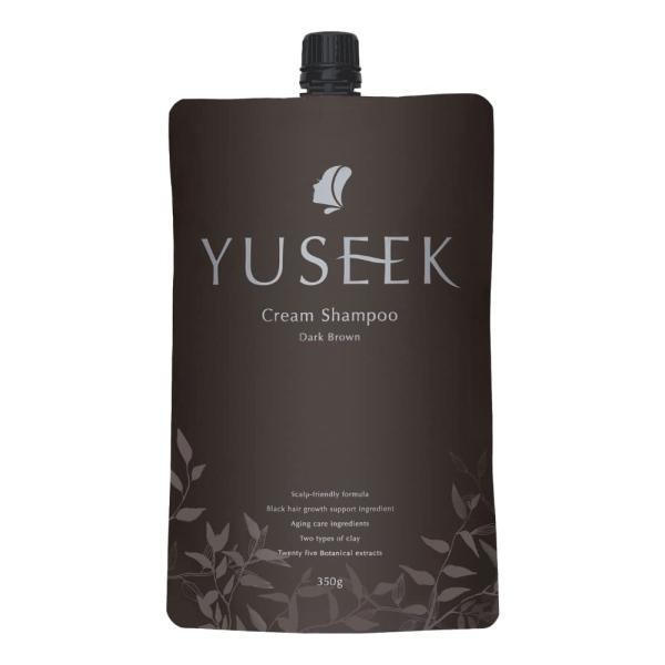 YUSEEK クリームシャンプー 白髪用ヘアマニキュア 黒染め シャンプー トリートメント 350g...