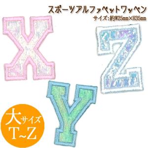 文字ワッペン アルファベット 大 スポーツ T〜Z 数字 名前 アイロン 男の子 女の子 名入れ お名前 文字 アップリケ CP｜名入れ入園グッズ通販・ブロドリー