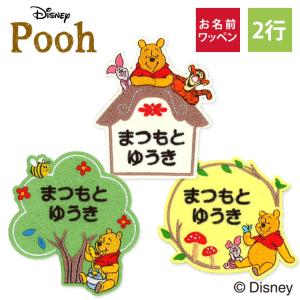 お名前ワッペン くまのプーさん Pooh ディズニー キャラクター 2行 3枚セット ネームワッペン アイロン 入園 刺繍 プレゼント OR