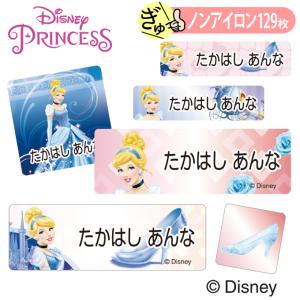 お名前シール シンデレラ ディズニー キャラ ノンアイロン タグ用 布用 洗濯OK アイロン不要 服 送料無料 PR｜broderie01