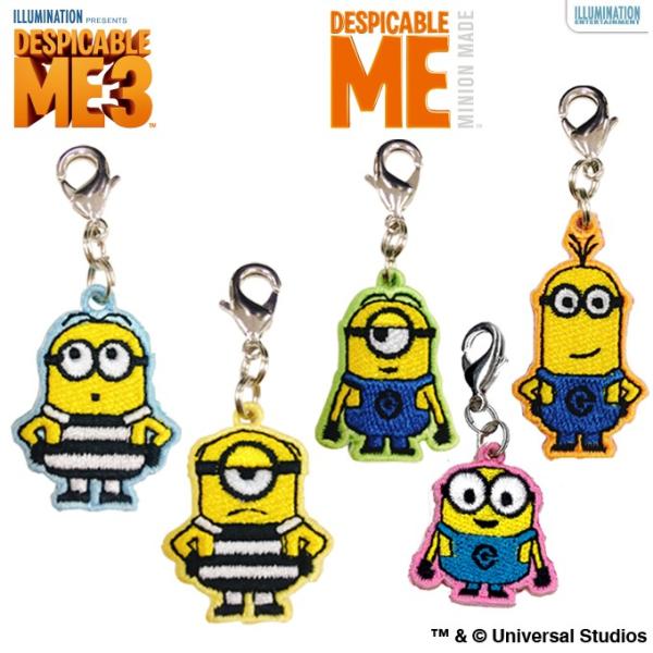 ミニチャーム ミニオンズ プレゼント アクセサリー パーツ キャラ ストラップ 布 刺繍 小さめ