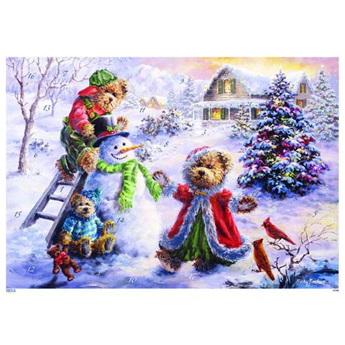 クリスマス　コルシュ　アドベントカレンダー　スノーマンとテディ　ドイツ　クリスマス装飾品