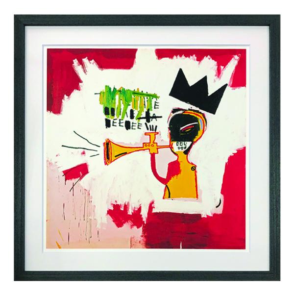 額縁付き アートポスター ジャン＝ミシェル・バスキア Trumpet, 1984 天然木フレーム付き...