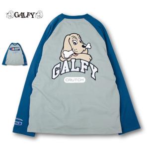 GALFY ガルフィー 直球系ラグラン 長袖 Tシャツ 133006 ロングスリーブTシャツ ストリート B系 犬 ロゴ GALFY Wild Style ネイビー×グレー｜bros-clothing