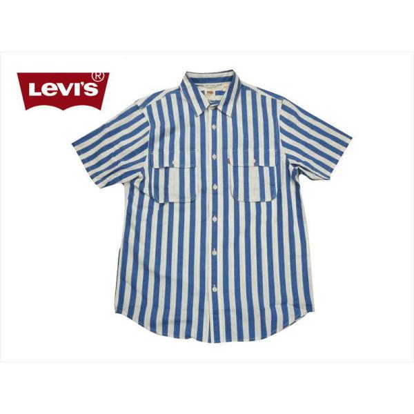 リーバイス Levi&apos;s 半袖シャツ ストライプ 綿麻 半袖リラックスフィット サファリシャツ 39...