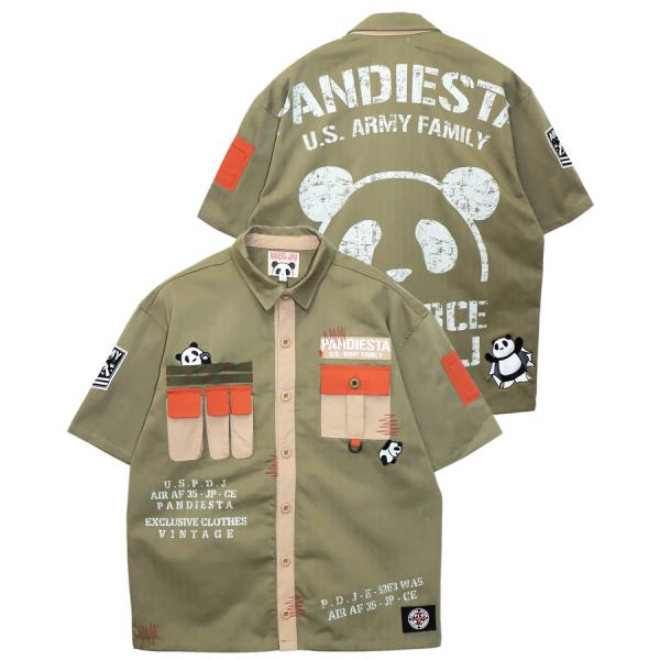 パンディエスタ PANDIESTA JAPAN 半袖シャツ 554952 熊猫陸軍 PDJ-ARMY...