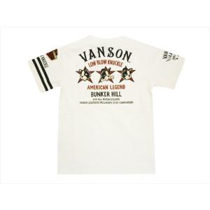 VANSON/バンソン×LOWBLOW KNUCKLE/ローブローナックル・コラボ Tシャツ 557853 刺繍＆プリント「スリースタードッグ」 半袖Ｔシャツ ホワイト｜bros-clothing