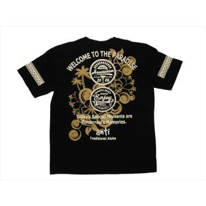 ANTI アンチ/エフ商会 半袖Tシャツ ATT-147 『ハワイアン・ロゴ』抜染プリント 半袖Ｔシャツ ブラック｜bros-clothing