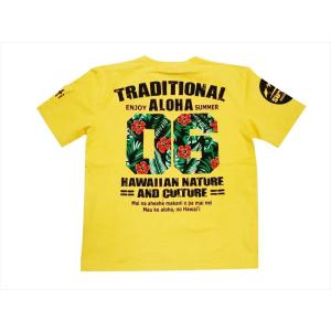 ANTI アンチ/エフ商会 半袖Tシャツ ATT-153 "ALOHA COLLEGE" 抜染プリント ハワイアンＴシャツ カスタード｜bros-clothing