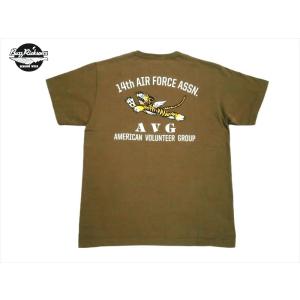 バズリクソンズ/BUZZ RICKSON'S ミリタリー 半袖Tシャツ BR79406 "14th AIR FORCE AVG/フライングタイガース” 半袖Tシャツ カーキ｜bros-clothing