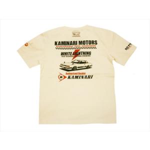 カミナリ KAMINARI エフ商会 半袖Tシャツ KMT-141 『WHITE LIGHTNING/シルビアS110型』半袖Tシャツ オフホワイト｜bros-clothing