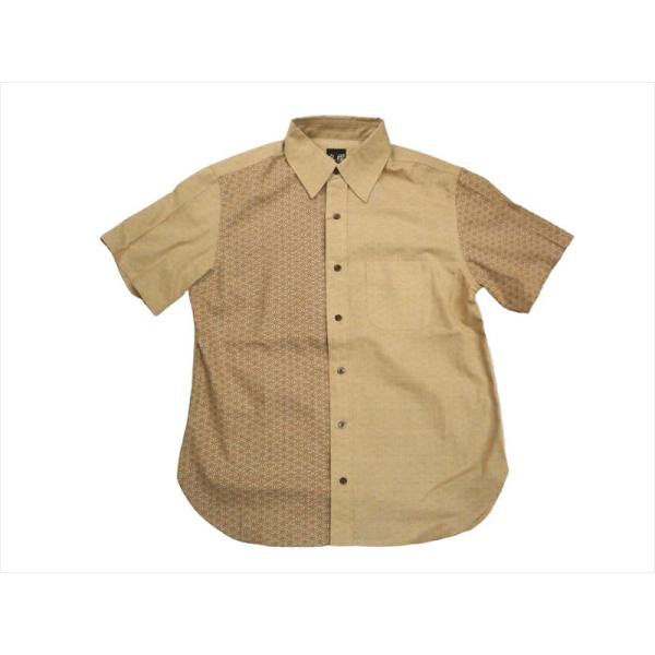 衣櫻 ころもざくら/半袖シャツ SA-1466 麻の葉 切替 半袖コットン レギュラーシャツ ベージ...