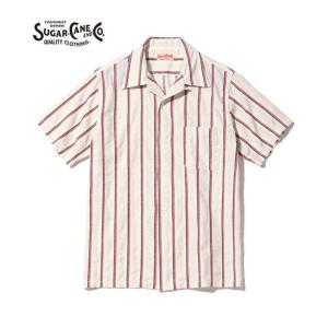 SUGAR CANE シュガーケーン 半袖シャツ SC39119 ハート ストライプ 半袖オープンシャツ/HEART STRIPE OPEN SHIRT オフホワイト｜ブロスクロージング