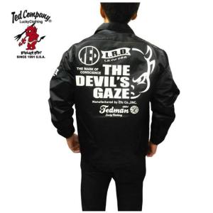 テッドマン TEDMAN/エフ商会 コーチジャケット"THE DEVIL'S GAZE" TCNJ-060 ウインドブレーカー ブラック｜bros-clothing