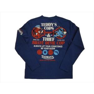 テッドマン TEDMAN/エフ商会 長袖Tシャツ TDLS-305 『TEDDY'S COPS』アメカジ・ロングTシャツ ブルー｜bros-clothing