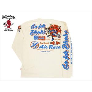 テッドマン TEDMAN/エフ商会 長袖Tシャツ TDLS-319 "AIR RACE" アメカジ・ロングTシャツ オフホワイト｜bros-clothing