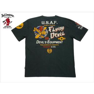 テッドマン TEDMAN/エフ商会 半袖Tシャツ TDSS-555 "8TH AIR FORCE/FLYING DEVIL" 抜染プリント アメカジ ミリタリーTシャツ ネイビー