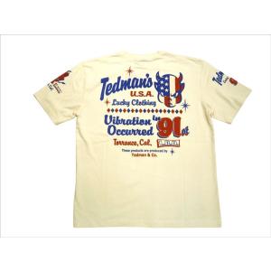 テッドマン TEDMAN/エフ商会 半袖Tシャツ TDSS-559 "アメリカン・ポップ" 抜染プリント アメカジ Tシャツ オフホワイト｜bros-clothing