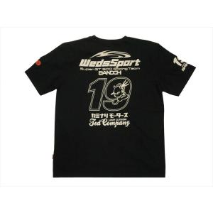 テッドマン×WedsSport×カミナリ トリプルコラボ・半袖Tシャツ エフ商会 WEDSTEE-10 抜染プリント 2019年モデルTシャツ ブラック｜bros-clothing