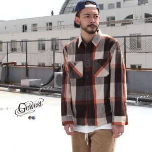 GOWEST ゴーウエスト go west シャツ トップス BASIC WORK SHIRTS / 20/2 SHAGGY BIG CHECK｜brownfloor