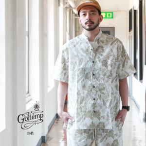 ゴーヘンプ GO HEMP gohemp トップス シャツ NO COLLAR S/SL SHIRTS / MORNING GLORY PRINT｜brownfloor