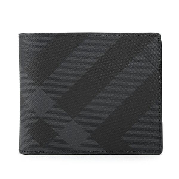 並行輸入 バーバリー  2つ折り財布 ロンドンチェック＆レザー 8014527 A5656 ダークグ...