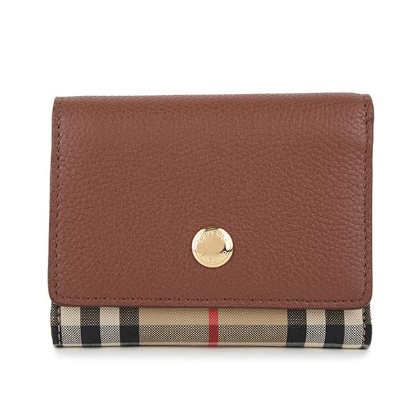 並行輸入 バーバリー  2つ折り財布 ヴィンテージチェック＆レザー 8026573 A1363 ブラ...