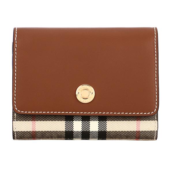 並行輸入 バーバリー 3つ折り財布 BURBERRY ヴィンテージチェック＆レザー 8049258 ...