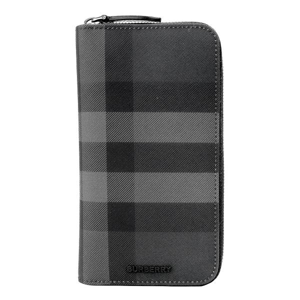 並行輸入 バーバリー 長財布(ラウンドファスナー) BURBERRY チャコールチェック＆レザー 8...