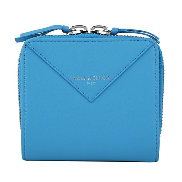 並行輸入 バレンシアガ  2つ折り財布 パピエ 371662 DLQ0N 4908 ブルー 青 爆買