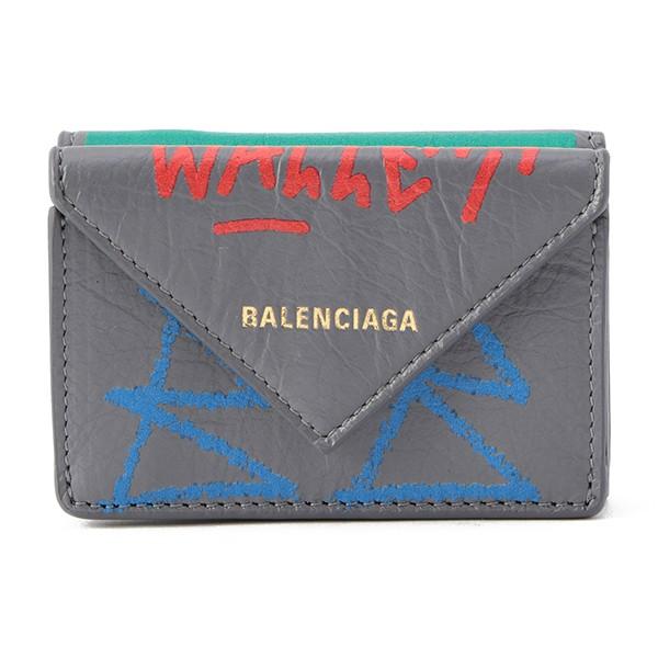 並行輸入 バレンシアガ  3つ折り財布 ペーパー 391446 0FE3T 1570 グレー 爆買