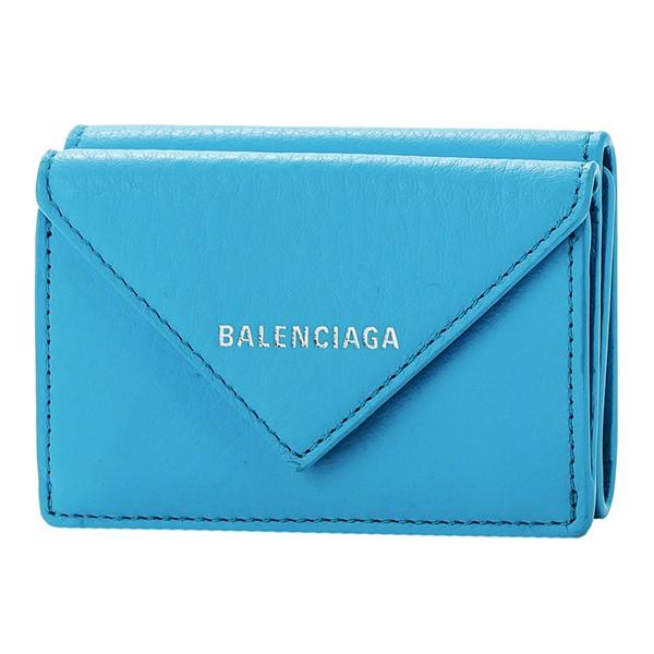 並行輸入 バレンシアガ  3つ折り財布 パピエ 391446 DLQ0N 4315 ライトブルー 爆...