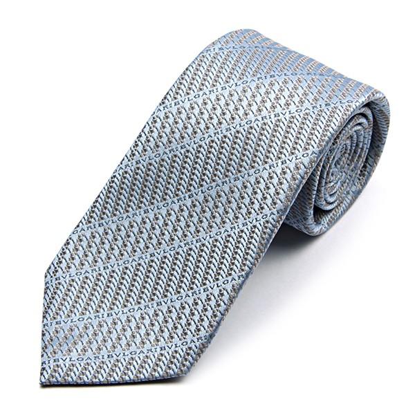 並行輸入 ブルガリ ネクタイ LOGO DIAGONO 242299 ライトブルー 爆買