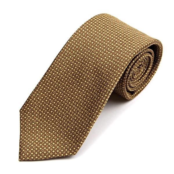 並行輸入 ブルガリ  ネクタイ ロゴマニア 242554 ゴールド系 ブラウン系 爆買