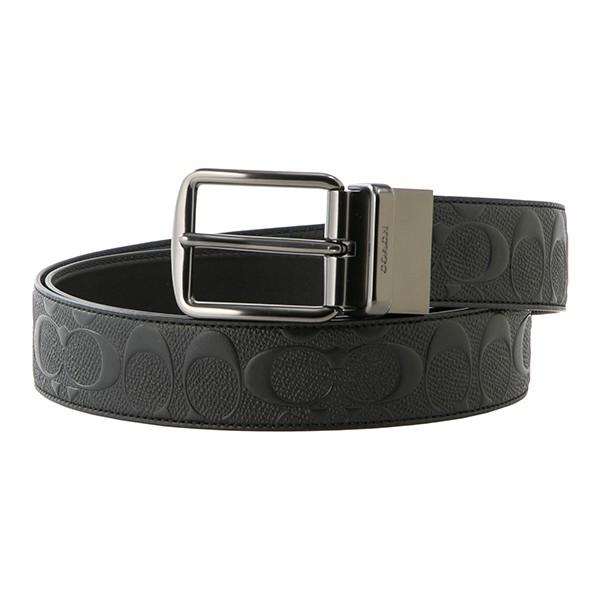 並行輸入 コーチ ベルト COACH シグネチャー レザー F55157 BLKメンズ ブラック 黒