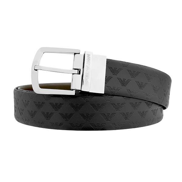 並行輸入 アルマーニ ベルト ARMANI スムース＆オールオーバーエンボスレザー製 Y4S074 ...