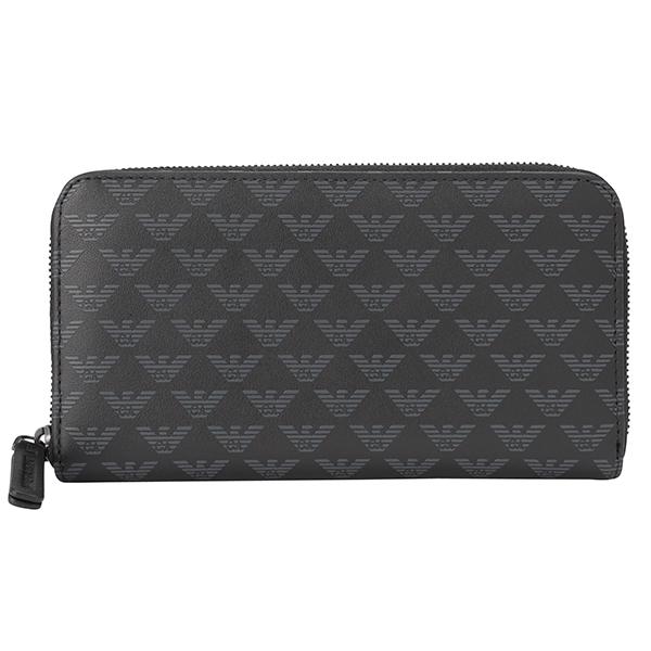 並行輸入 アルマーニ 長財布(ラウンドファスナー) ブラック 黒 ARMANI YEME49 YTO...