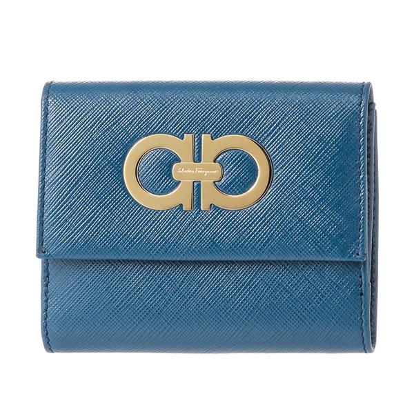 並行輸入 フェラガモ 2つ折り財布 フレンチウォレット 227122 656467 ブルー系 青 爆...