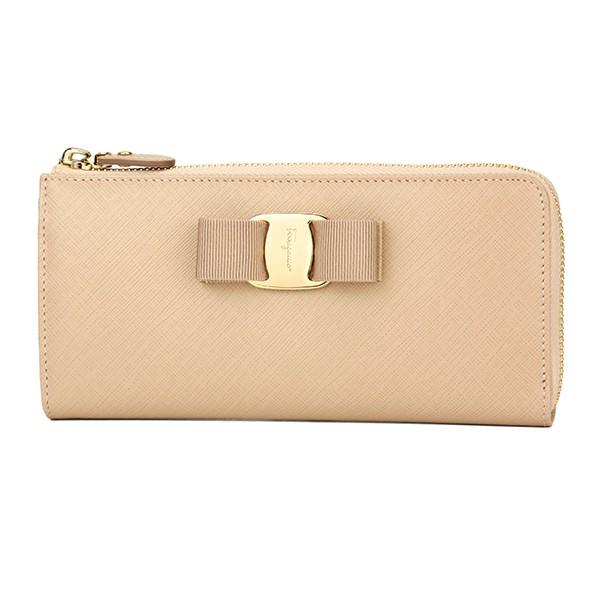 並行輸入 フェラガモ  長財布 ヴァラ 22C124 586820 ベージュ 爆買