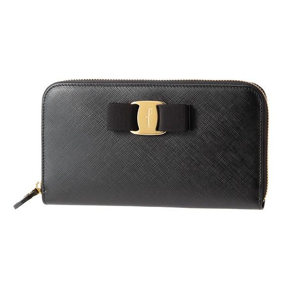 並行輸入 フェラガモ 長財布(ラウンドファスナー) ヴァラ 22C701 661145 ブラック 黒...