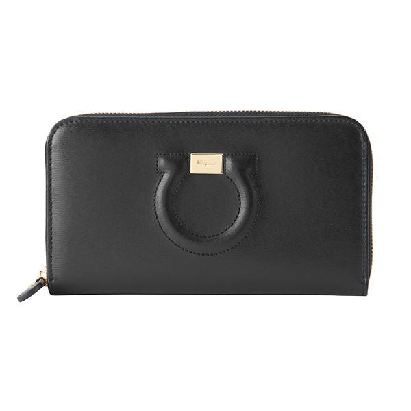 並行輸入 フェラガモ  長財布(ラウンドファスナー) ガンチーニ 22C843 683623 ブラッ...